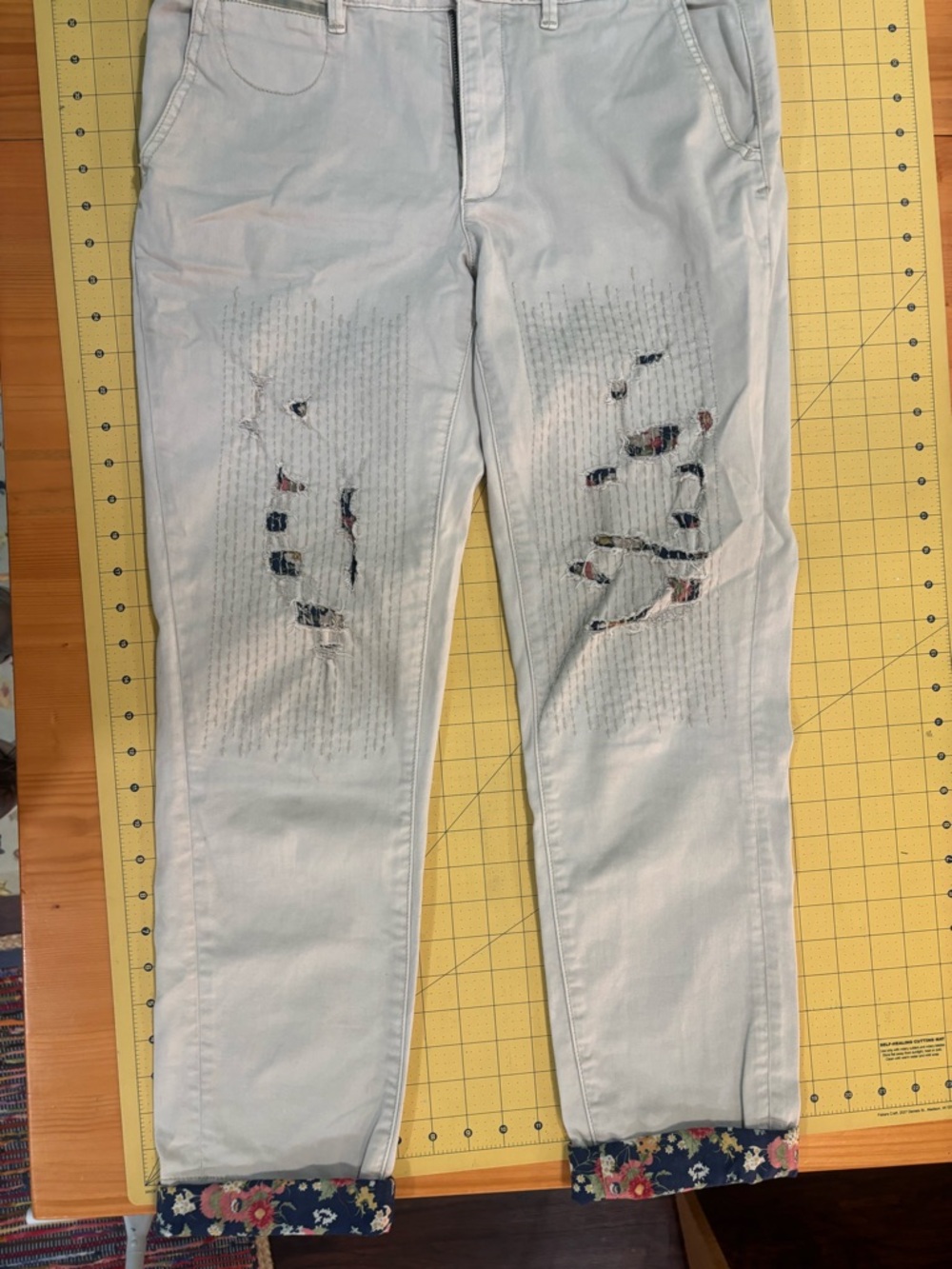 Chino by Anthropologie distressed and embellished cuffed pants